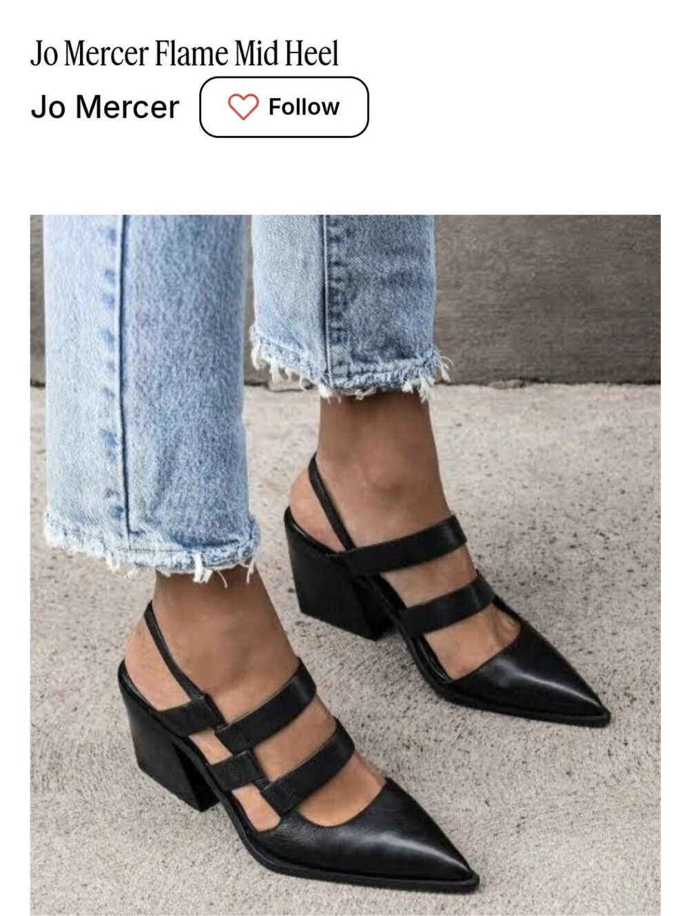Jo Mercer Black Pointed Double-Strap Slingback Heels